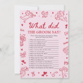 Roze Wat zei de bruidegom bruidsfeest spel Kaart (Voorkant)