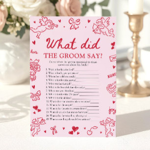 Roze Wat zei de bruidegom bruidsfeest spel Kaart