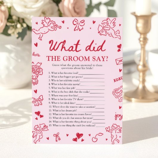 Roze Wat zei de bruidegom bruidsfeest spel Kaart