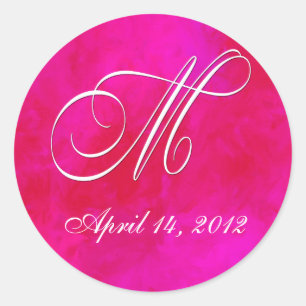 Roze Water kleur stickers - Monogram M