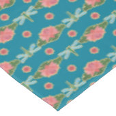 Roze water Lilies Bleke blauwe libellen Blauwgroen Tafelkleed (Gekanteld)