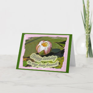 Roze water-Lily Bud Beste Vriendelijke Kaart op za