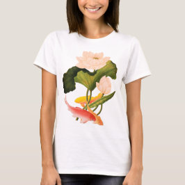Roze Water Lily en Koi T-shirt