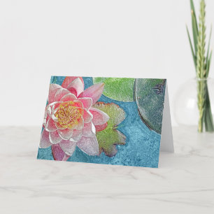 Roze Water Lily Flower Kaart