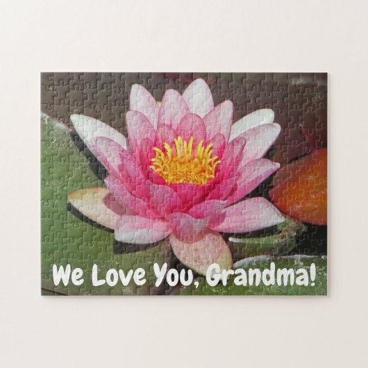 Roze Water Lily Flower We Love You Oma Legpuzzel (Horizontaal)
