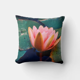 Roze water Lily Green Planten Cushion Sierkussen