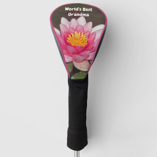 Roze Water Lily Pastel Bloem Wereld's Beste Oma Golfheadcover (Voorkant)
