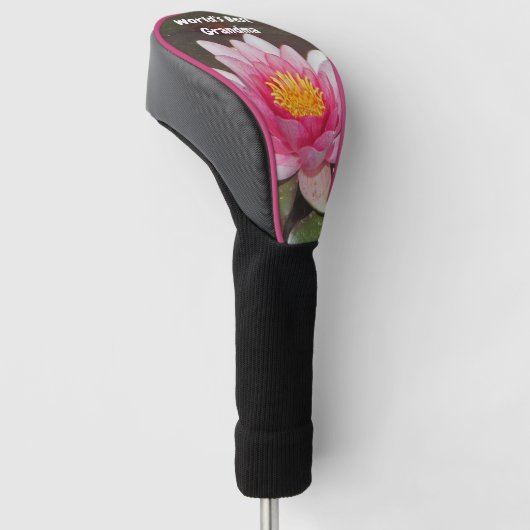 Roze Water Lily Pastel Bloem Wereld's Beste Oma Golfheadcover (Schuin)