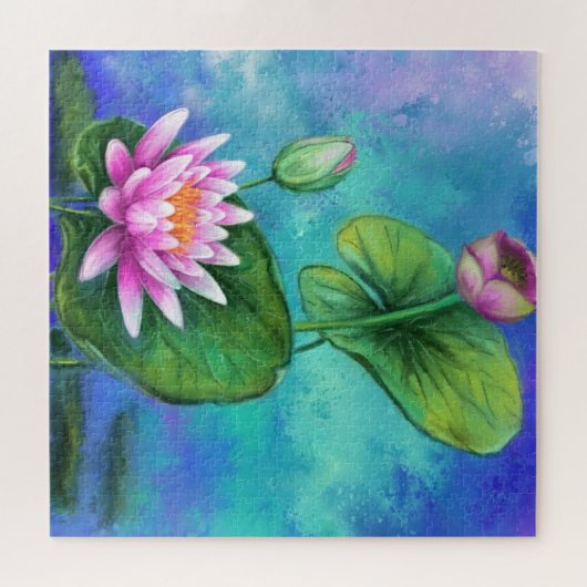 Roze water Lily Puzzle Lilies Legpuzzel (Horizontaal)