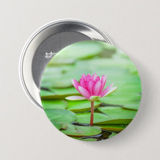 Roze Water Lily Ronde Button 7,6 Cm (Voorkant /achterkant)