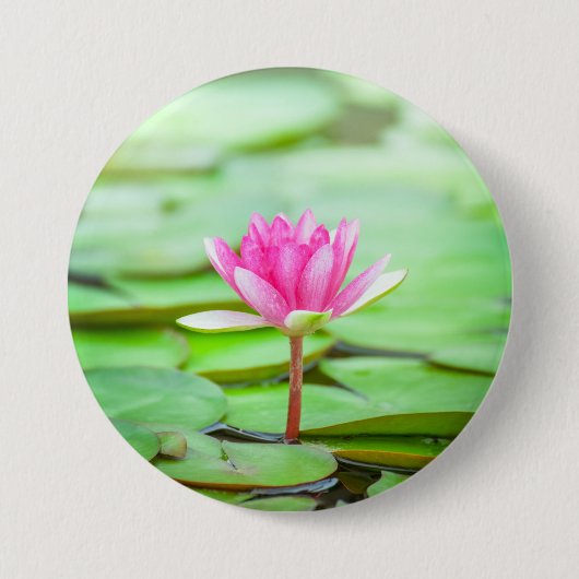 Roze Water Lily Ronde Button 7,6 Cm (Voorkant)