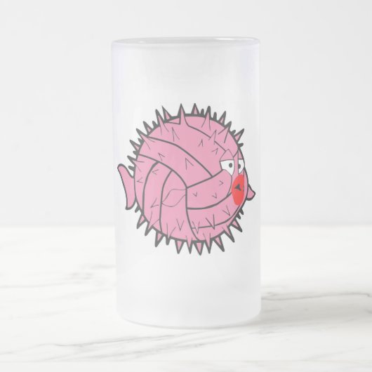 Roze water Polo Ball Puffer Fish Mok (Center)