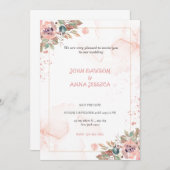 Roze water splash bloem scherm bruiloft kaart (Voorkant / Achterkant)