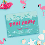 Roze Water Splashes - Kids Birthday Pool Party Kaart<br><div class="desc">Leuke uitnodiging voor een verjaardagsfeestje voor een meisje, met een tekening van water spatten en luchtbellen, met een zwembadfeest geschreven in dieproze ballonletters. Nodig de vrienden van je dochter uit om haar verjaardag te vieren in het zwembad met deze leuke uitnodiging voor een zwembadfeest met spetterend water, bubbels en roze...</div>