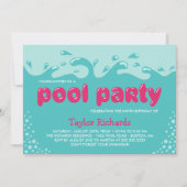 Roze Water Splashes - Kids Birthday Pool Party Kaart (Voorkant)