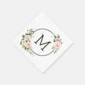 Roze Watercolor Bloem Monogram Servet (Hoek)