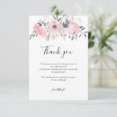 Roze Watercolor Bloemachtige Bruiloft Feest Bedankkaart (Staand voorkant)