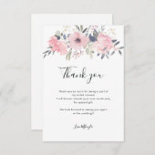 Roze Watercolor Bloemachtige Bruiloft Feest Bedankkaart (Voorkant / Achterkant)