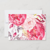 Roze Watercolor Engelse Boeket Ontvangstkaart Kaart (Achterkant)