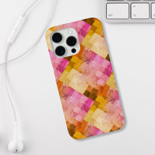 Roze watercolor geometrisch patroon iPhone 15 pro max hoesje