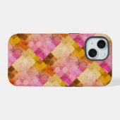 Roze Watercolor Geometrisch Patroon iPhone 15 Case (Achterkant horizontaal)