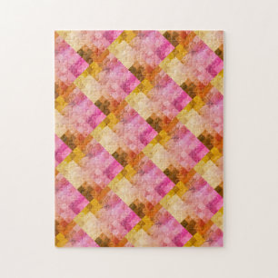 Roze watercolor geometrisch patroon legpuzzel