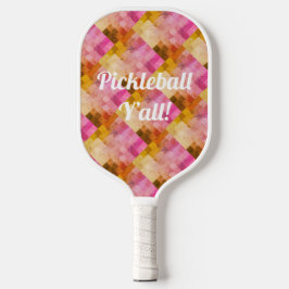 Roze watercolor geometrisch patroon pickleball paddle