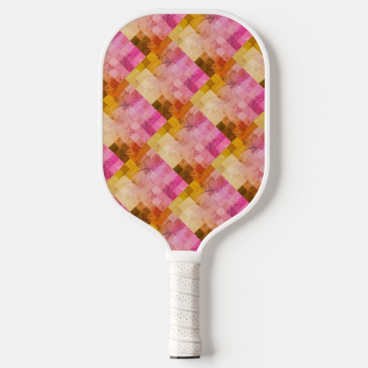 Roze watercolor geometrisch patroon pickleball paddle (Voorkant)