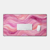 Roze Watercolor Golfjes Patroon Bureaumat (Keyboard & Muis)