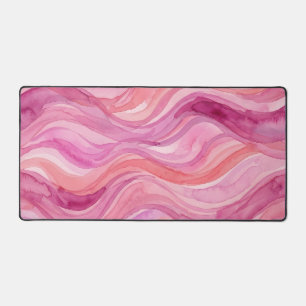 Roze Watercolor Golfjes Patroon Bureaumat