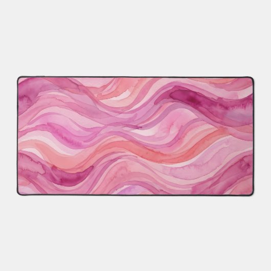 Roze Watercolor Golfjes Patroon Bureaumat (Voorkant)