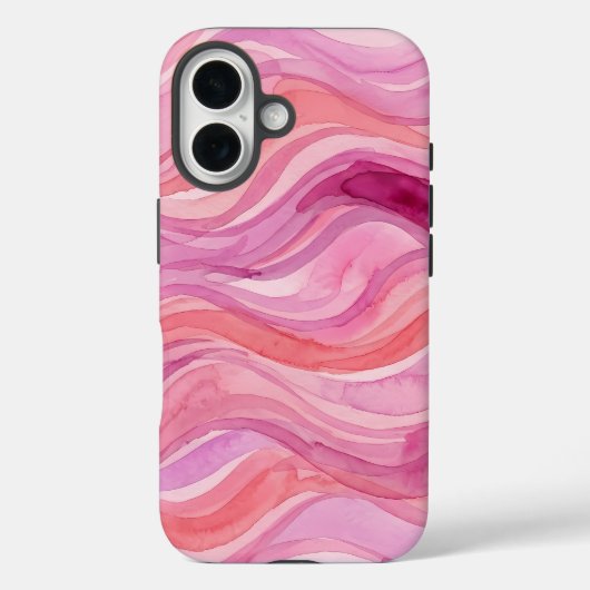 Roze Watercolor Golfjes Patroon Case-Mate iPhone Case (Achterkant)