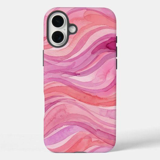 Roze Watercolor Golfjes Patroon Case-Mate iPhone Case (Achterkant)