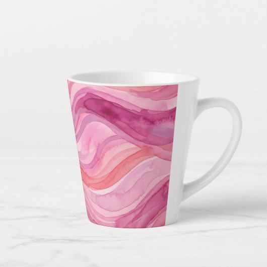 Roze Watercolor Golfpatroon Latte Mok (Rechts)