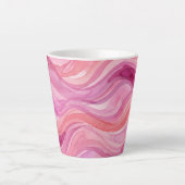 Roze Watercolor Golfpatroon Latte Mok (Voorkant)