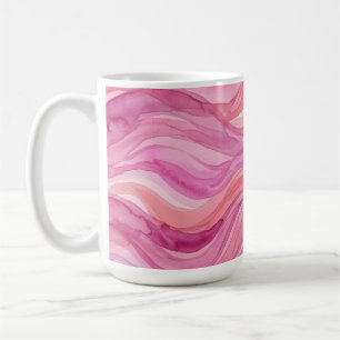 Roze Watercolor Golven Patroon Koffiemok