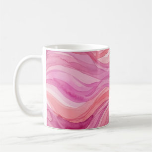 Roze Watercolor Golven Patroon Koffiemok