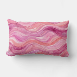 Roze Watercolor Golven Patroon Kussen