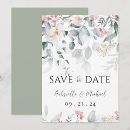 Roze Watercolor Groene Trouwdag Save The Date