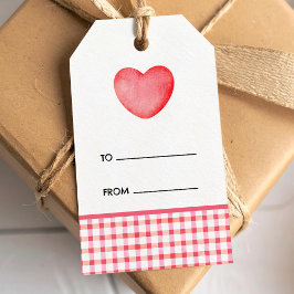 Roze watercolor hart favor tag cadeaulabel