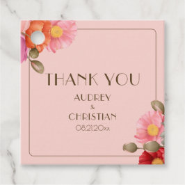 Roze Watercolor Klaproos Trouw Favor Tags Bedankjes Labels
