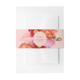 Roze Watercolor Klaproos Uitnodiging Belly Band Uitnodigingen Wikkel