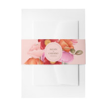 Roze Watercolor Klaproos Uitnodiging Buikband