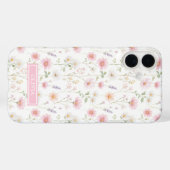 Roze Watercolor Monogram Wilde Bloem Case-Mate iPhone Case (Achterkant (horizontaal))