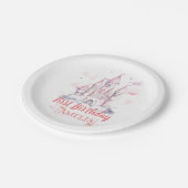 Roze Watercolor Prinses Kasteel Papieren Bordje (Gekanteld)