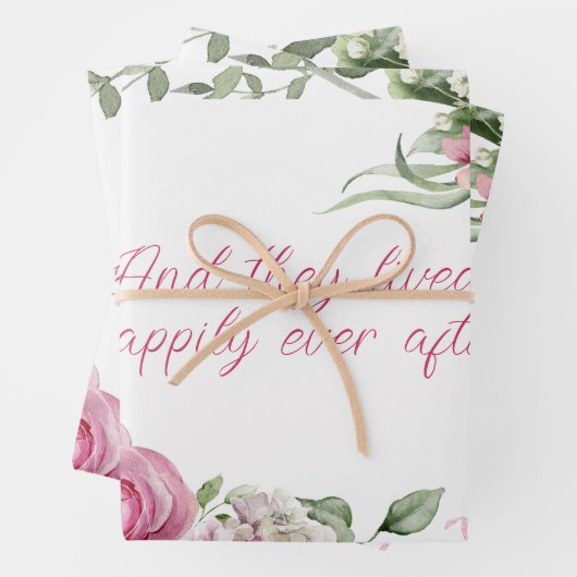 Roze Watercolor Rozen Frame Persoonlijk Inpakpapier Vel (In situ)