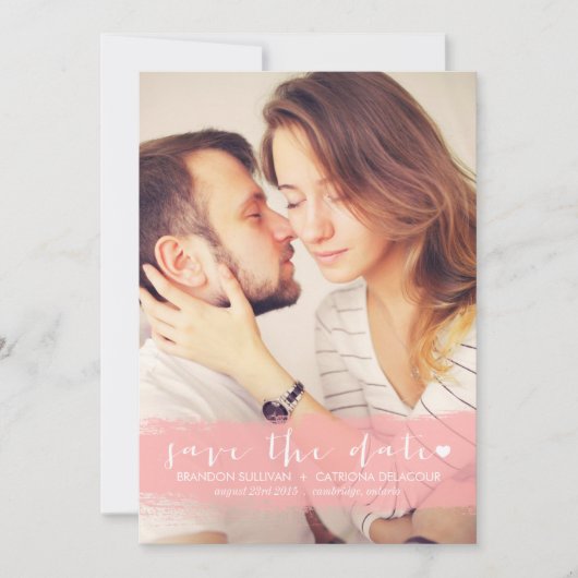 ROZE WATERCOLOR SPLASH SAVE THE DATE AANKONDIGING (Voorkant)