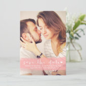 ROZE WATERCOLOR SPLASH SAVE THE DATE AANKONDIGING (Staand voorkant)