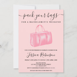 Roze watercolor tas vrijgezellenweekend kaart