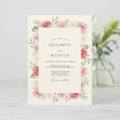 Roze Watercolor Trouwdag Kaart (Staand voorkant)